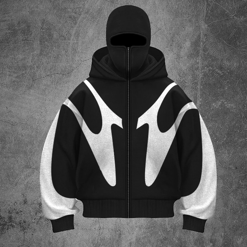 Spring New Collection Splicing Comparison Hip Hop Hoodie Double Hoodie Warm and Windproof Design y2k Hoodie Design