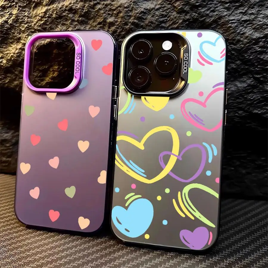 Coque pour iPhone 17 Pro Max 17e 16 15 14 Plus 13 Air 12 Pro 11 – Motif Cœur Coloré