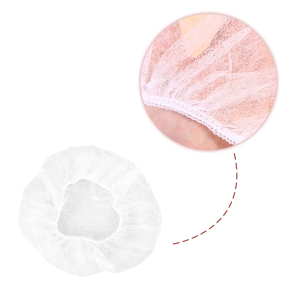 

100pcs Disposable Hair Net Cap Lightweight Non-Woven Material Elastic Fit For Salon Medical Food Service Home Baking White