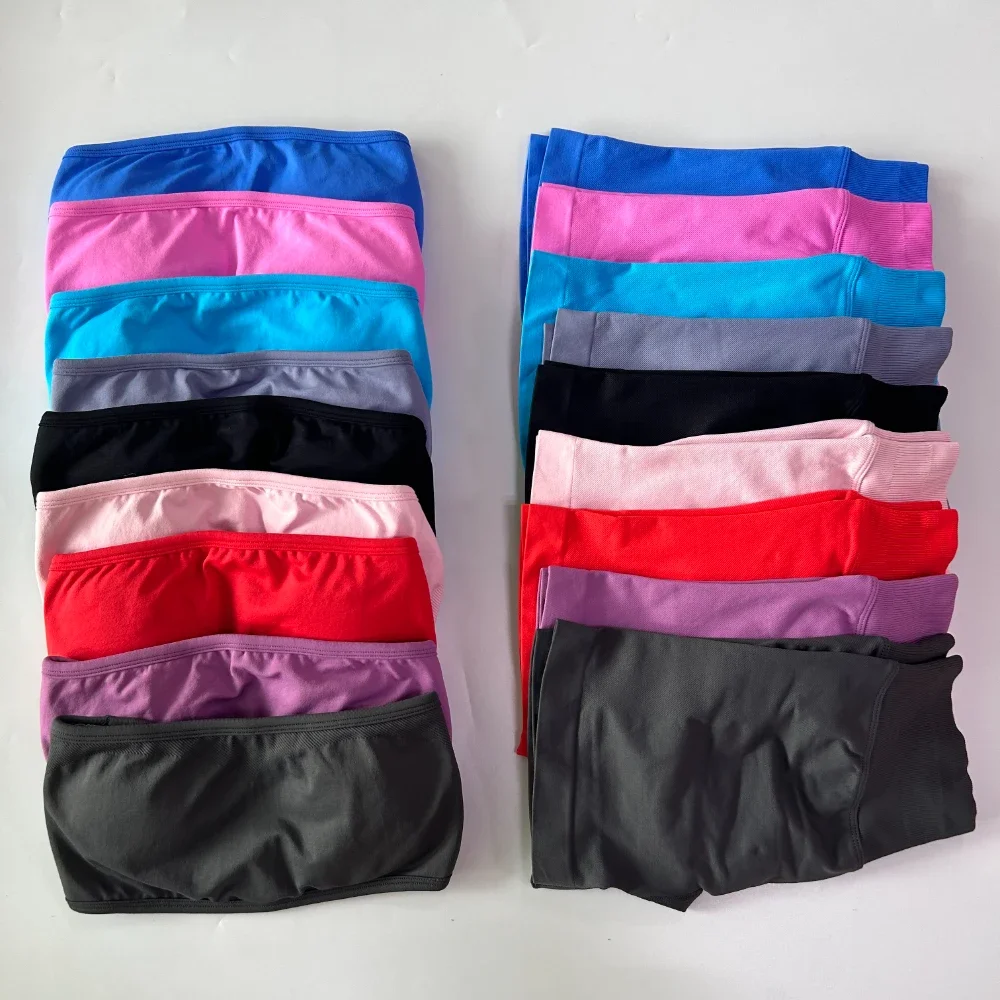 2-teiliges Yoga-Set für Damen, Rückenfreier Bandeau-Sport-BH, Scrunch-Shorts, Yoga-Bekleidung, Trainingskleidung, Outfits, Fitness-Set – Detail 13