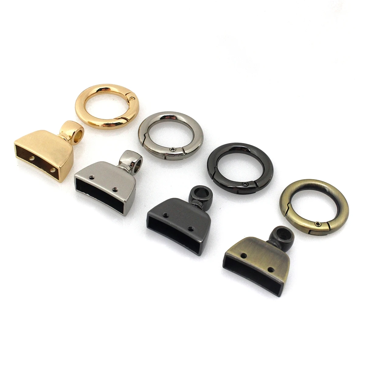 1x Metal Spring Ring Decorative Buckle Fashion Keychain for Webbing Leather Craft Bag Strap Belt Garment Connector DIY Accessory