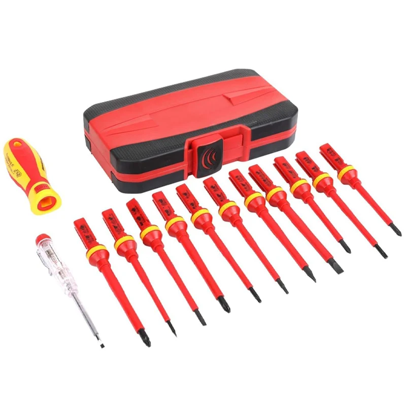 15PCS 380V/13PCS 1000V Changeable Insulated Screwdriver Set And Magnetic Slotted Bits Repair Tool Electrician Tools