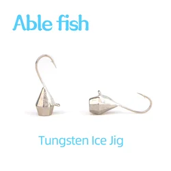 Ablefish 5PCS Tungsten Ice Jig DiamonFishing Winter Pike Hook 2.7mm/3.2mm/4.0mm/5.0mm/6.0mm,Ball Ice Jig With An Eyelet,Plain