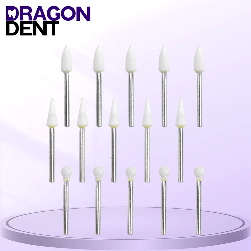 GRAGON DENT 12Pcs/Box Dentistry Dental Drill Burs CN1 FL2 RD1 Polishing White Ceramic Stone FG Shank 1.6mm Cutters Abrasion