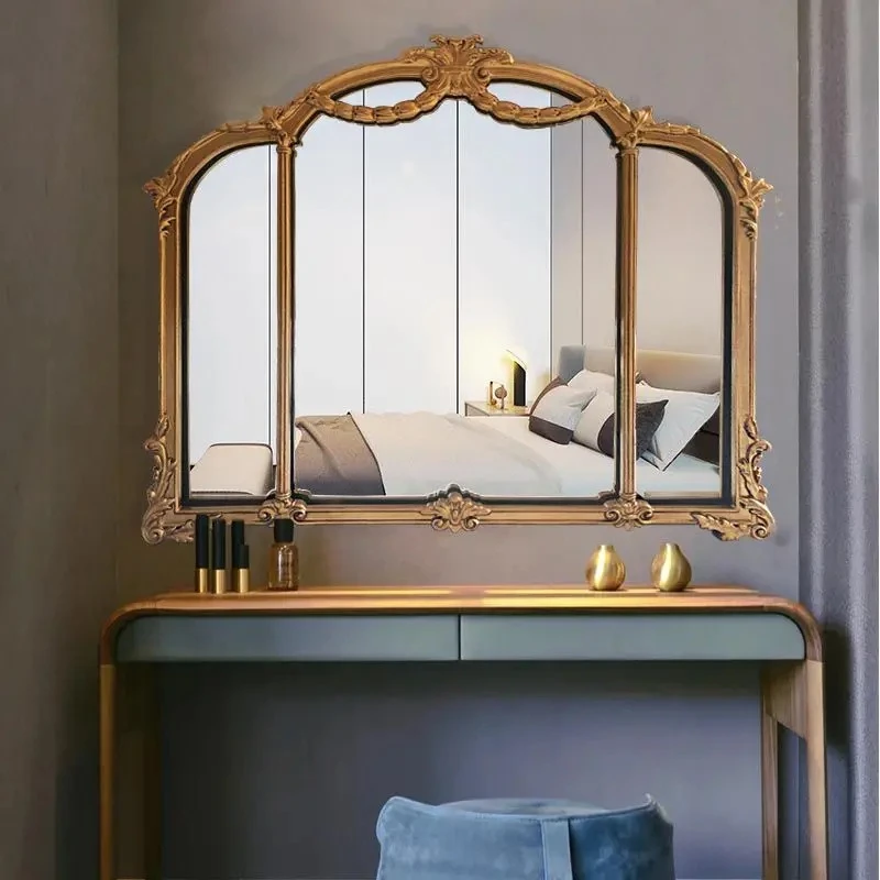 

Bathroom Mirror Dressing Wall Hanging Makeup European Style Vintage Engraving Wash Mirror