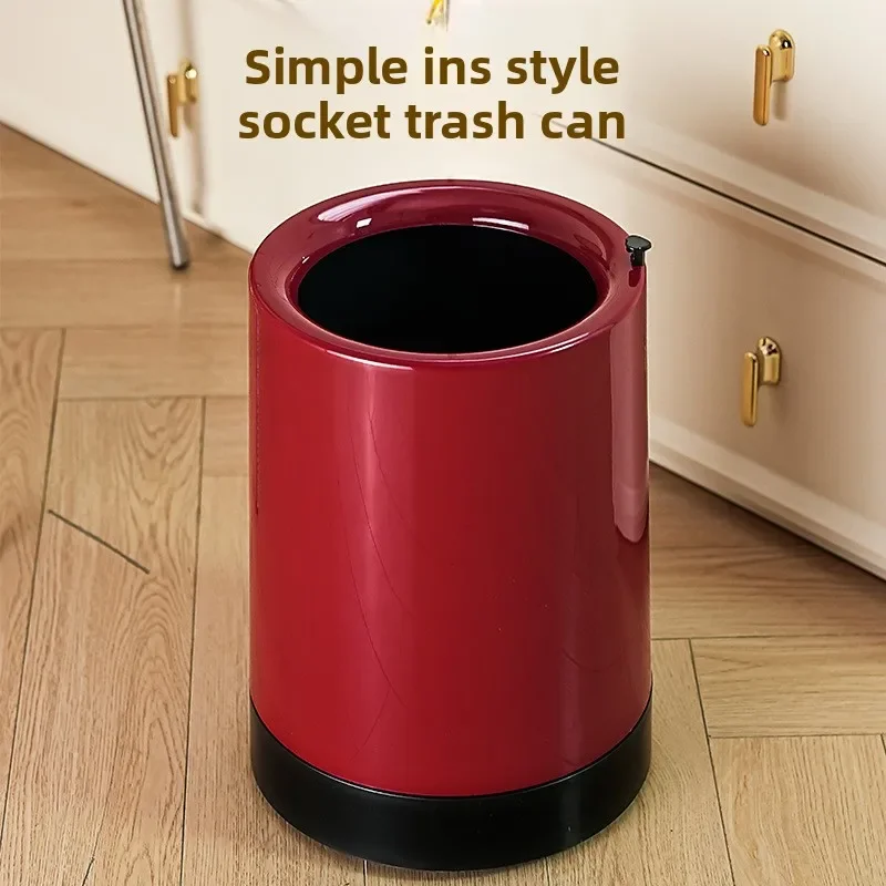 Lixeira simples doméstica, grande capacidade, sala de estar, quarto, balde de armazenamento, polia oculta descoberta, lata de lixo multifuncional