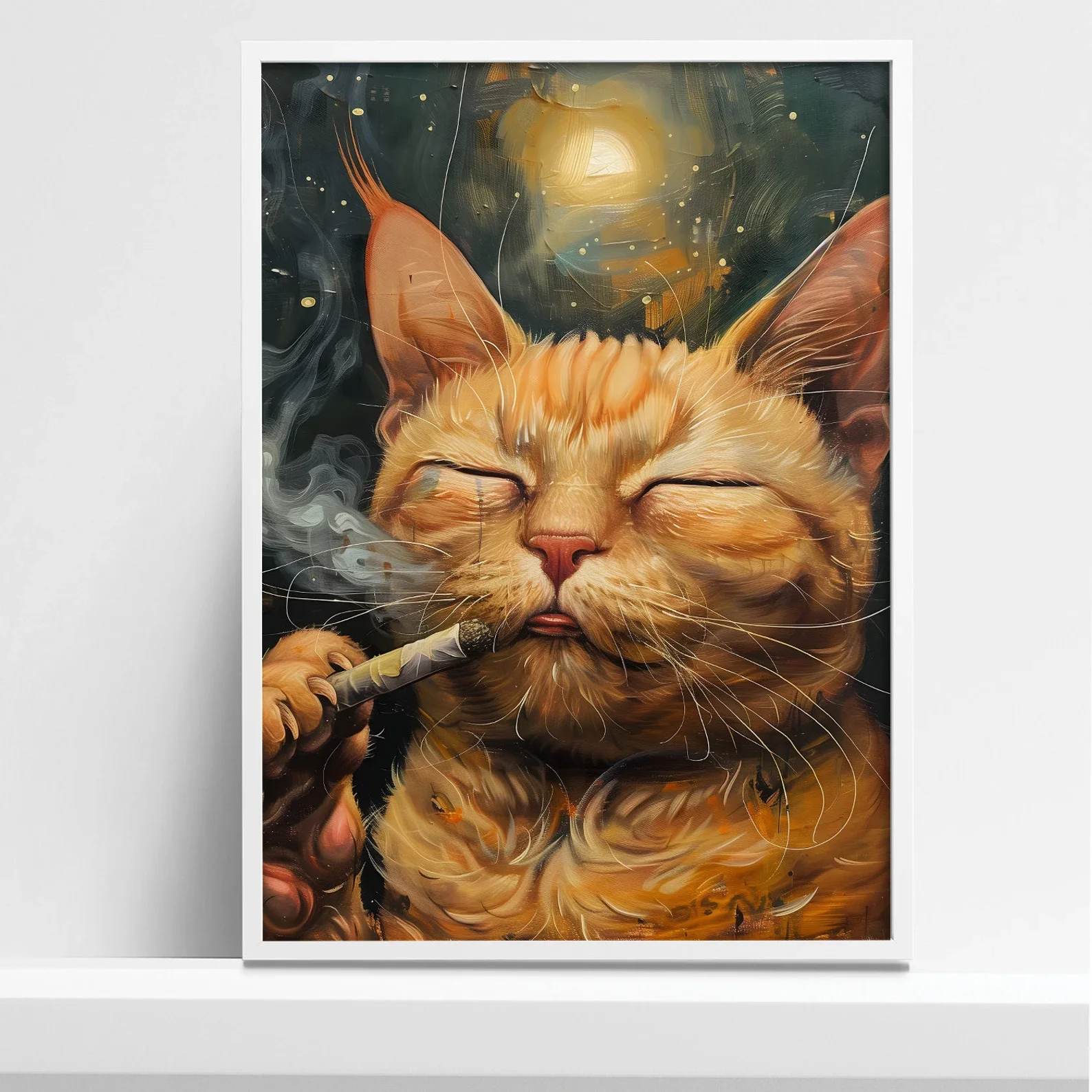 Chill Cat Surreal Smoking Cat Poster Fun and Unique Decor for Home or Office Giclée Art Print poster
