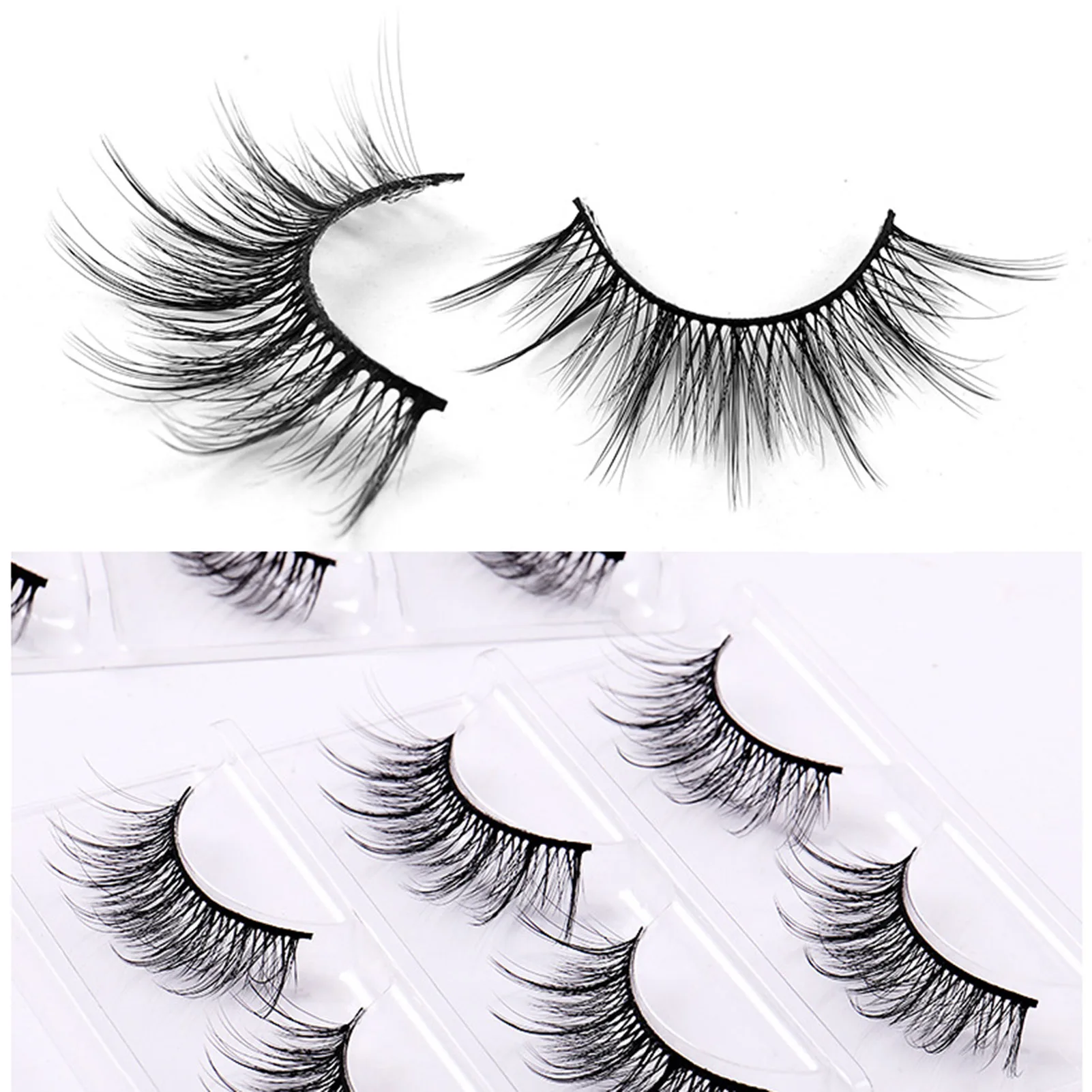 3 Pairs Simulation False Eyelashes Lightweight Fur False Eyelashes for Festival Party Wedding Dating