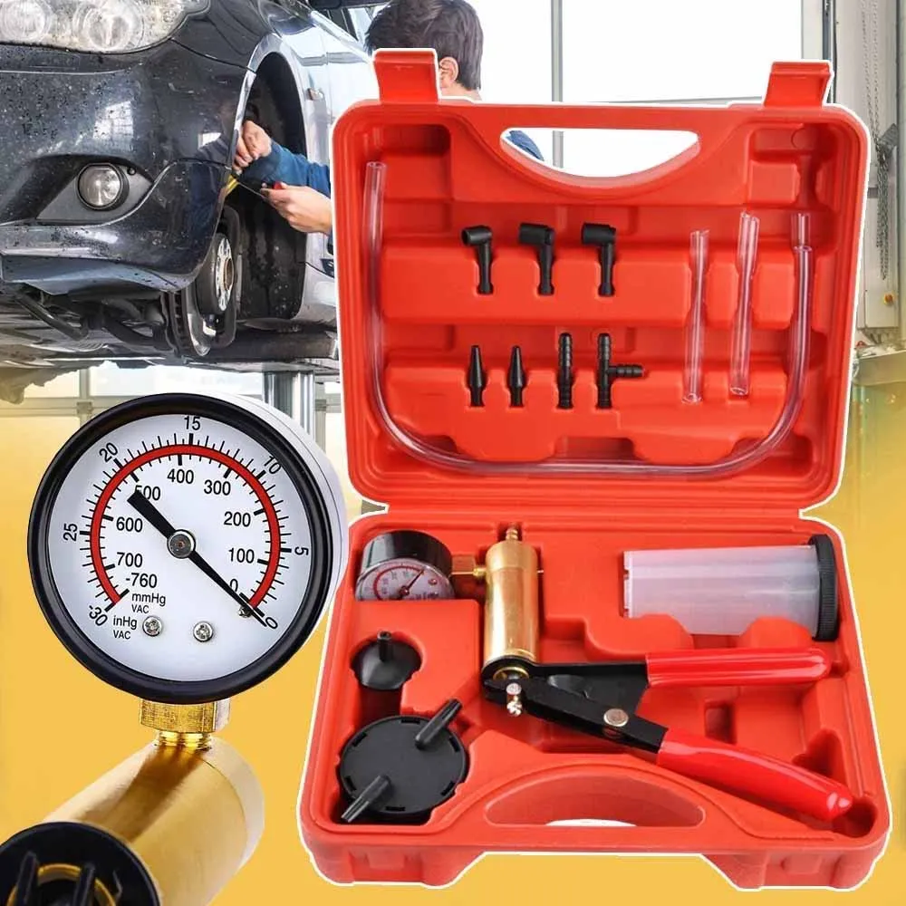 

Handheld Vacuum Pressure Pump Brake Bleeder Kit Automotive Fluid Tester Set with Gauge Adapters For for Car Truck Van