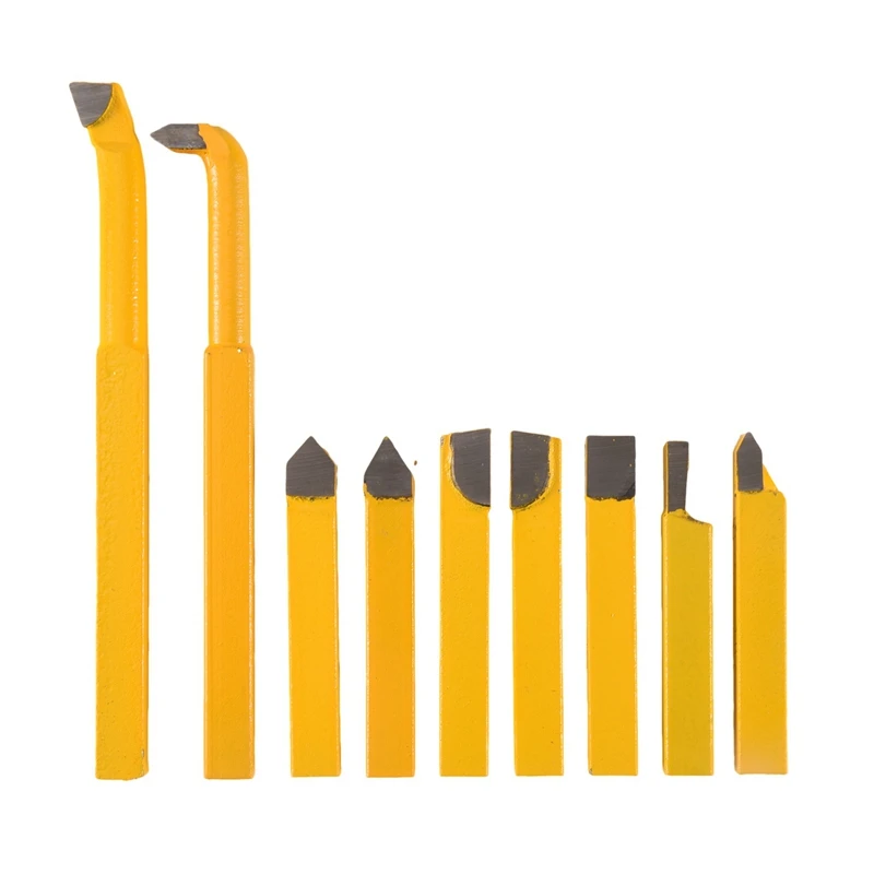 Outils de coupe de tour à pointe brasée au carbure, haute dureté de tige, mèche de tournage et de fraisage, mèche de soudage, YW1, 8x8mm, ensemble de 9 pièces