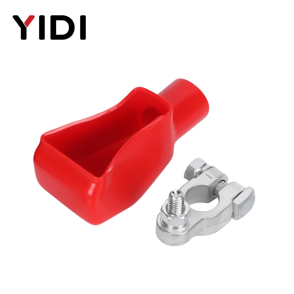 1 Pair Pure Copper Car Battery Terminal Connectors Positive Negative Heavy Duty Post Clamps 12V 24V for Auto RV Boat Marine