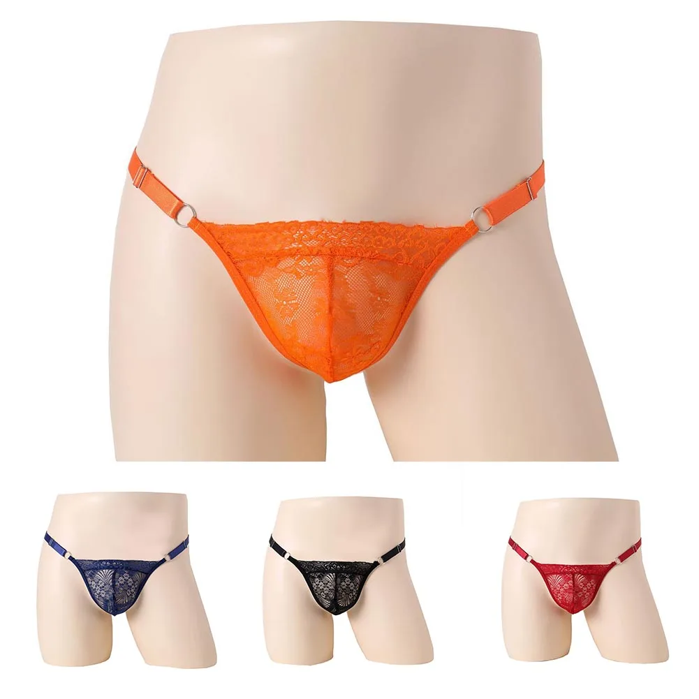 Men Sexy Swimwear Bugle Pouch Thong G-String Briefs Thong Lingerie Lace Underwear Bikini T-Panties Comfortable Underpants