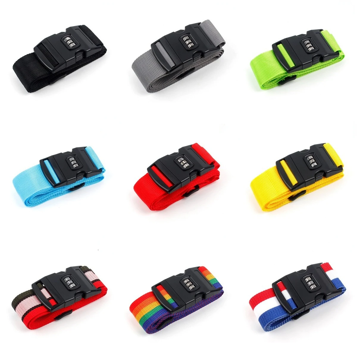 2M Rainbow Password Lock Packing Luggage Bag With Luggage Strap 3 Digits Password Lock Buckle Strap Baggage Belts Luggage Strap