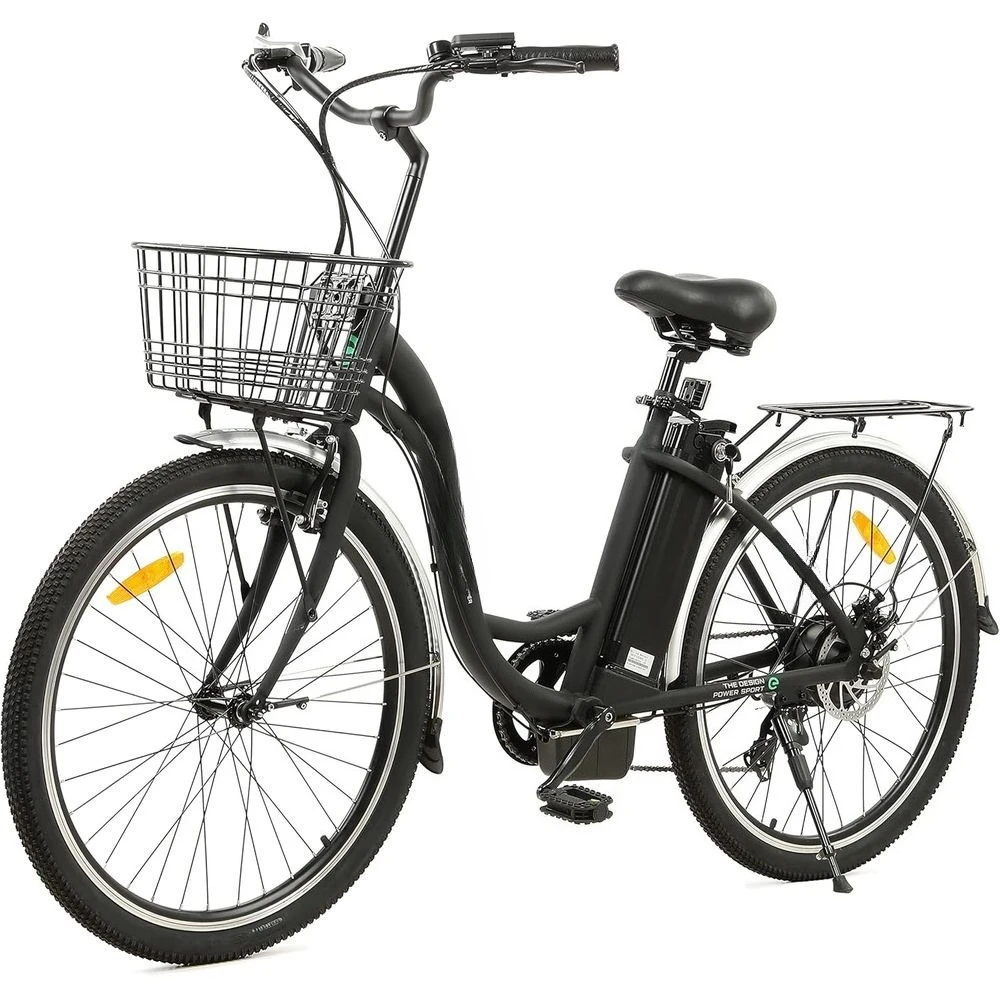 

Электрический велосипед для взрослых 26 Citycruiser мощностью 350 Вт со съемной литиевой батареей 36 В, 10 Ач, 7-скоростными шестернями Shimano и корзиной, по индивидуальному заказу