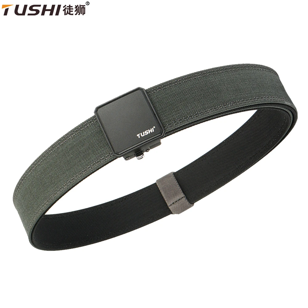 TUSHI Hard Tactical Belt For Men's wear-resistant alloy buckle nylon waist belt outdoor belt work clothes canvas Military belt