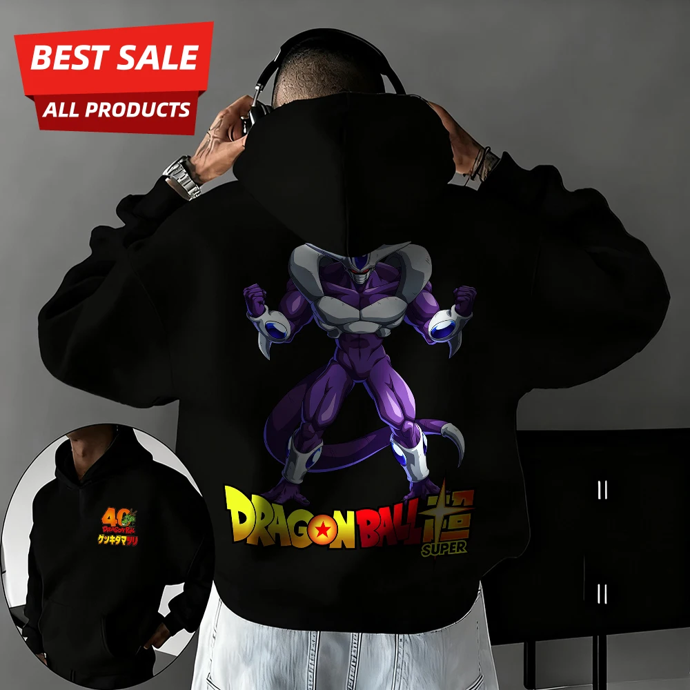 

Новая толстовка унисекс Y2K из 100% хлопка с принтом аниме «Драгон Бол», к 40-летию Фризы, осень-зима 2026, увеличенный размер, уличная одежда