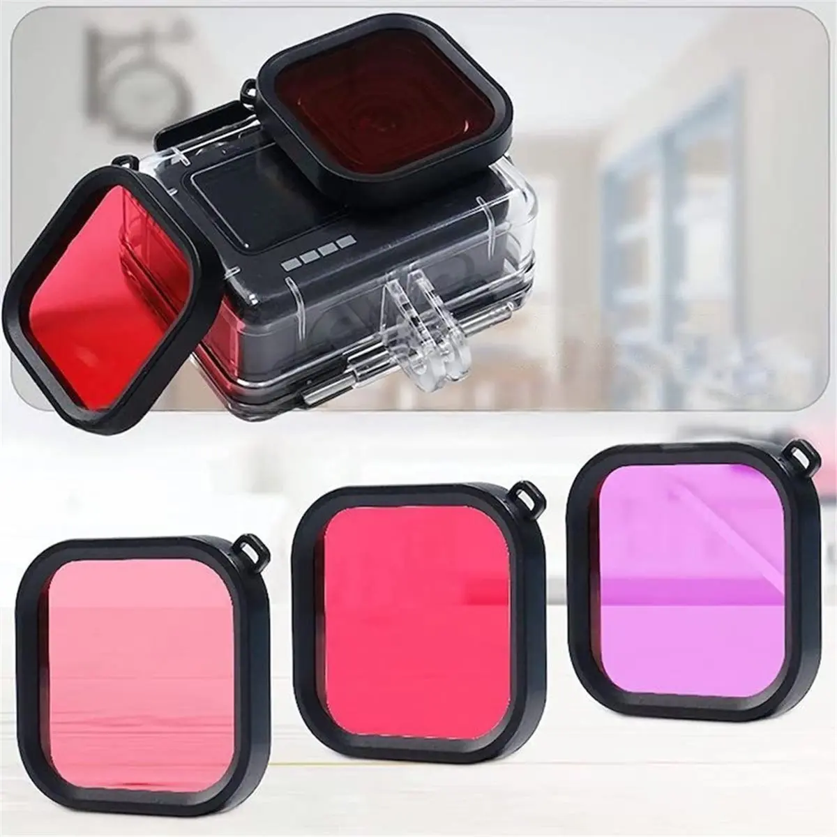 Waterproof Case with 3 Pack Dive Filters for Gopro13 12 11 10 9 , Underwater Protective Housing Dive Kit