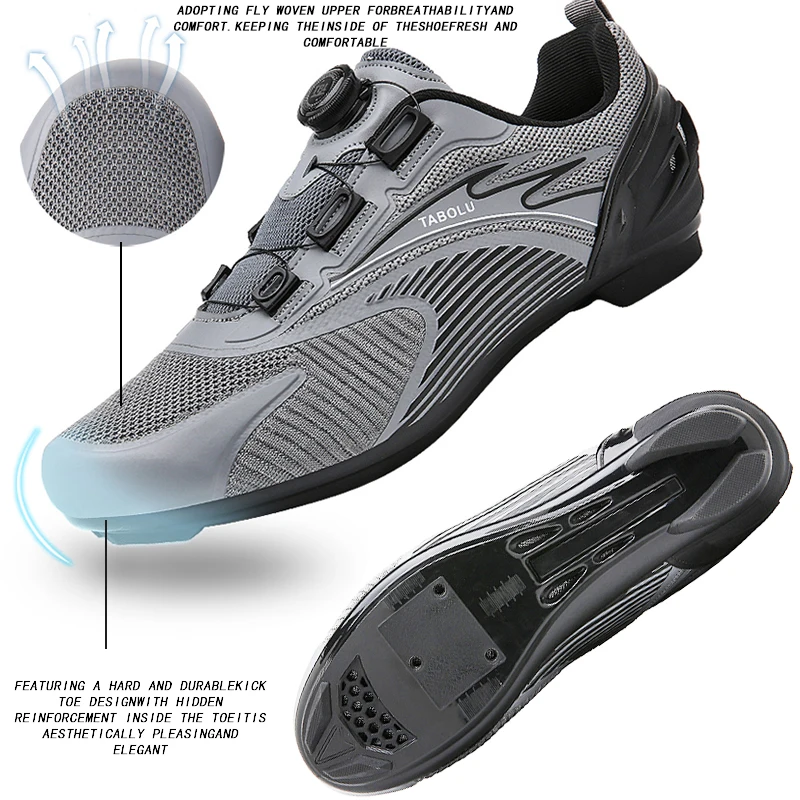 

Мужские велосипедные кроссовки с шоссейной подошвой дышащие и легкие. Подходят для езды на велосипеде. Они используют вращающуюся пряжку для легкого и снятия.