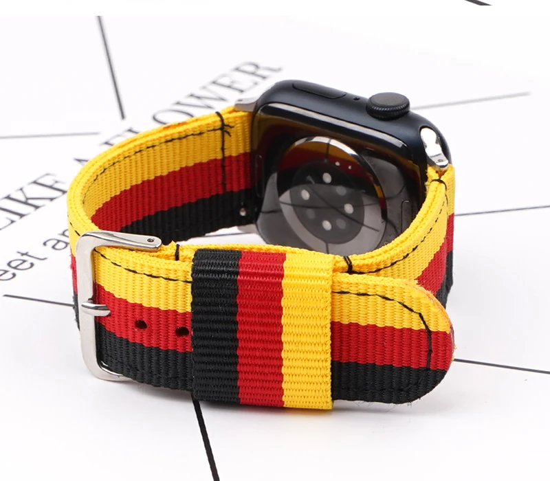 Нейлоновый ремешок для apple iwatch10/9/8/7 42/44/45 мм, нейлоновый браслет Ultra2 8 49 мм, бразильские немецкие флаги, 10 серии, 42 мм, 46 мм