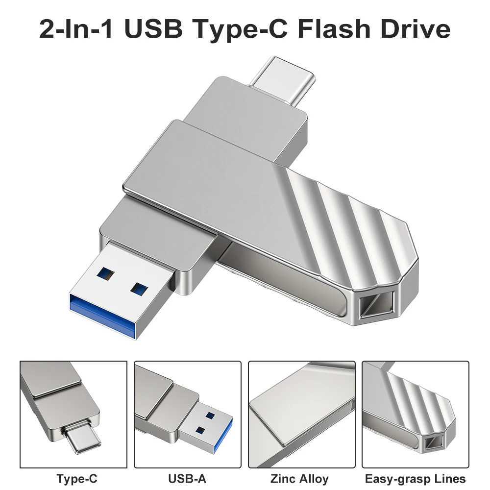 KOOTION U600 450 MB/s USB 3,2 de alta velocidad unidad Flash portátil USB tipo C 512GB 256GB 128GB unidad USB Dual unidad de pulgar giratoria