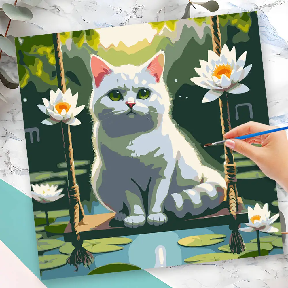 مجموعات الطلاء حسب الأرقام تلوين حيوانات الديك بالأرقام الدجاج DIY على القماش صورة لغرفة المعيشة ديكور المنزل #1