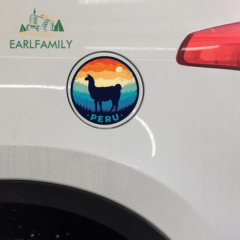 EARLFAMILY 13cm x 12.7cm for Retro Llama Peru RV Laptop Car Stickers Refrigerator Decal Personality Windshield Vinyl Car Wrap