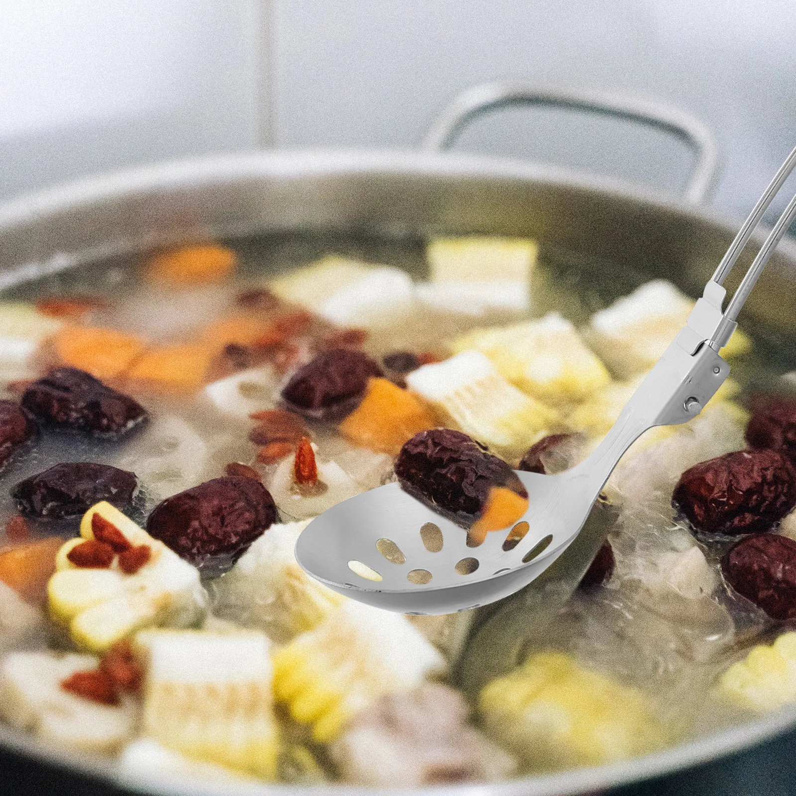 

2Pcs Stainless Steel Foldable Cooking Spoon Outdoor Camping Utensil Set for Soup Pasta Strainer Lightweight Portable Kitchen