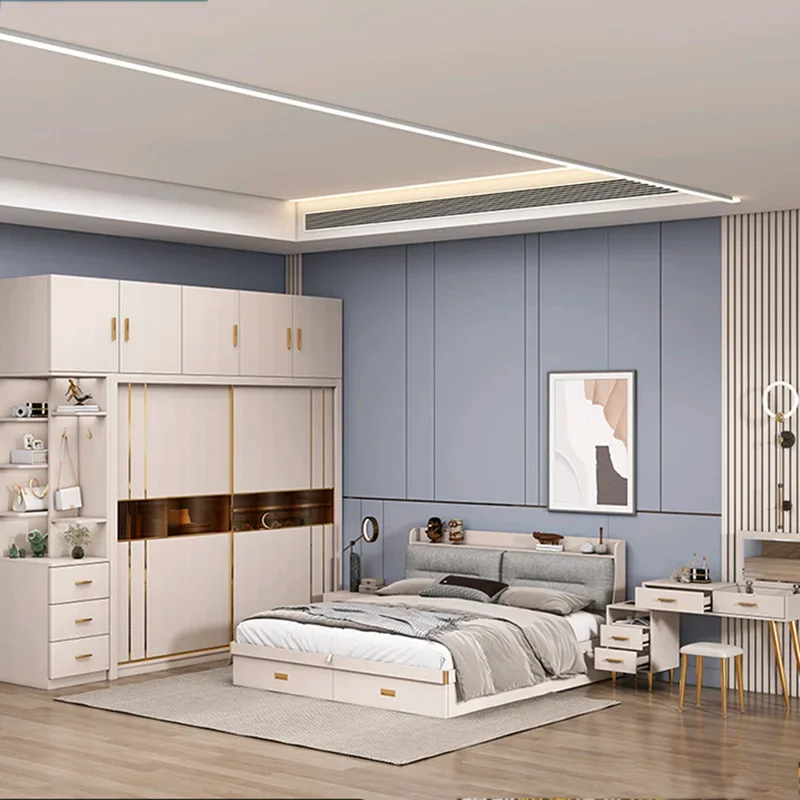 

White Luxury Full Bedroom Set Princess Dresser Queensize Adults Twin Bedroom Set Modern Hotel Letto Matrimoniale Furniture