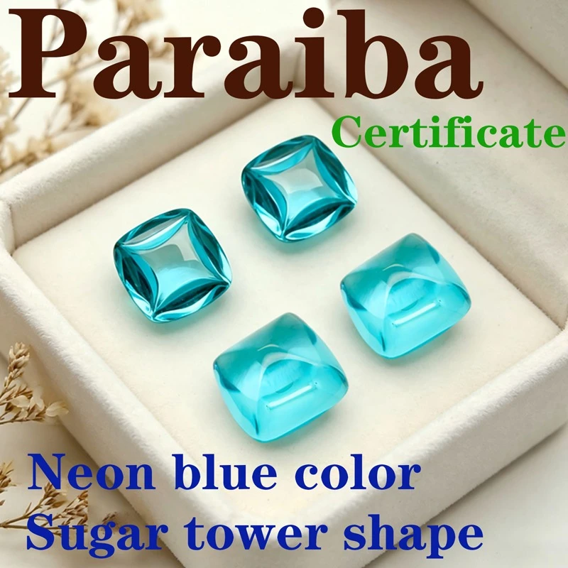 

Paraiba Neon Blue Color Sugar Tower Shape Synthetic Gemstone Available Certificate Factory Wholesale Price