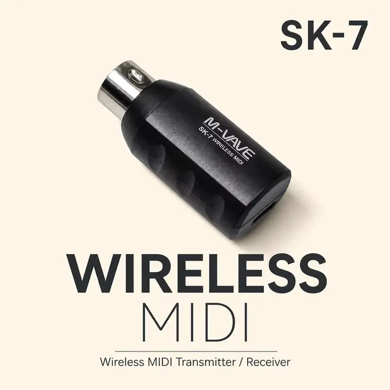 Hot In Stock M-Vave Sk7 Wireless Midi Adapter Rechargeable Bluetooth Transmitter Receiver For Electronic Music Instrument