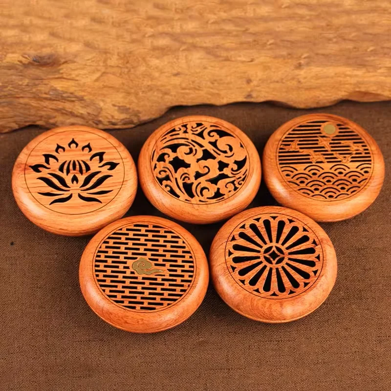 

RoseWood Round Incense Burner for Sandalwood Coils, Home Use Indoor Fragrance Wooden Coil Incense Box