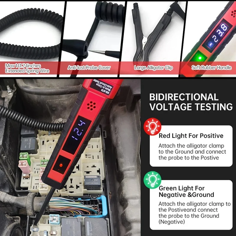 NS-870 Auto Power Test Pen 4-75VDC Voltage Tester Bipolar Car Wiring Tester Versatile Automobile Troubleshooting Tools