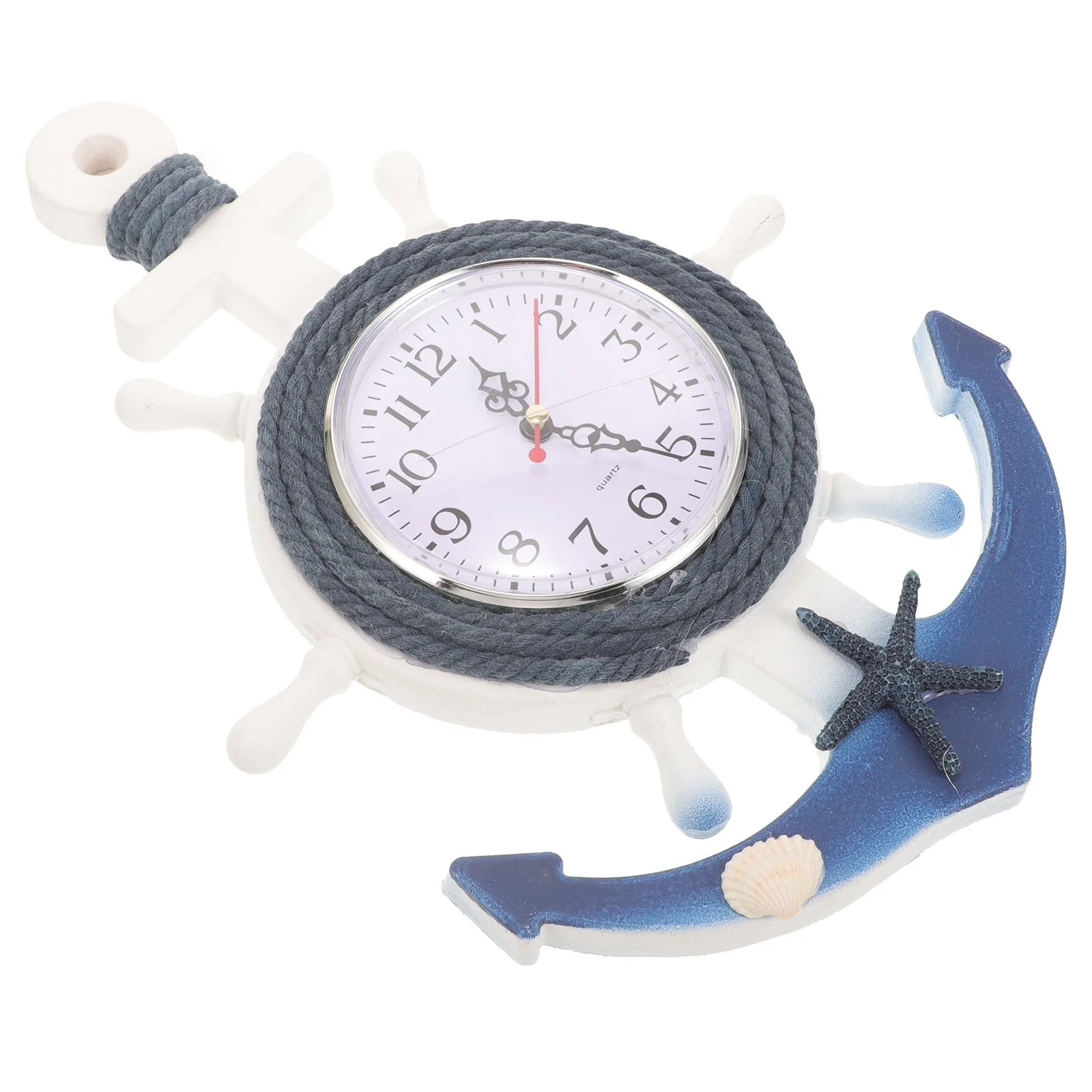 

Mediterranean Style Wall Clock Boat Anchor Hanging Clock Wooden Plastic Safe Clear Mirror Surface Home Decor