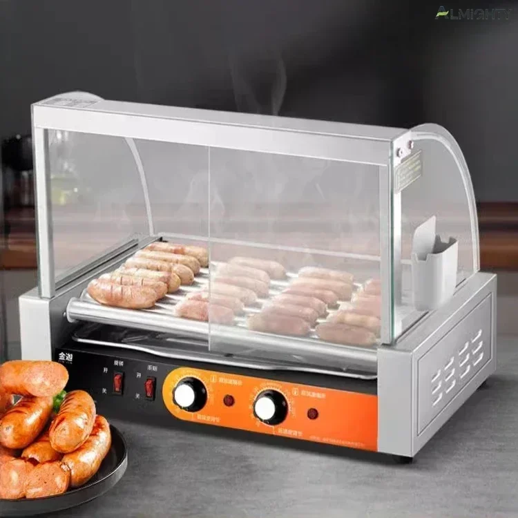 

Коммерческий гриль для колбас без дверей: вращающийся нагрев для тайваньских хот-догов и игр. Многофункциональный автомат.