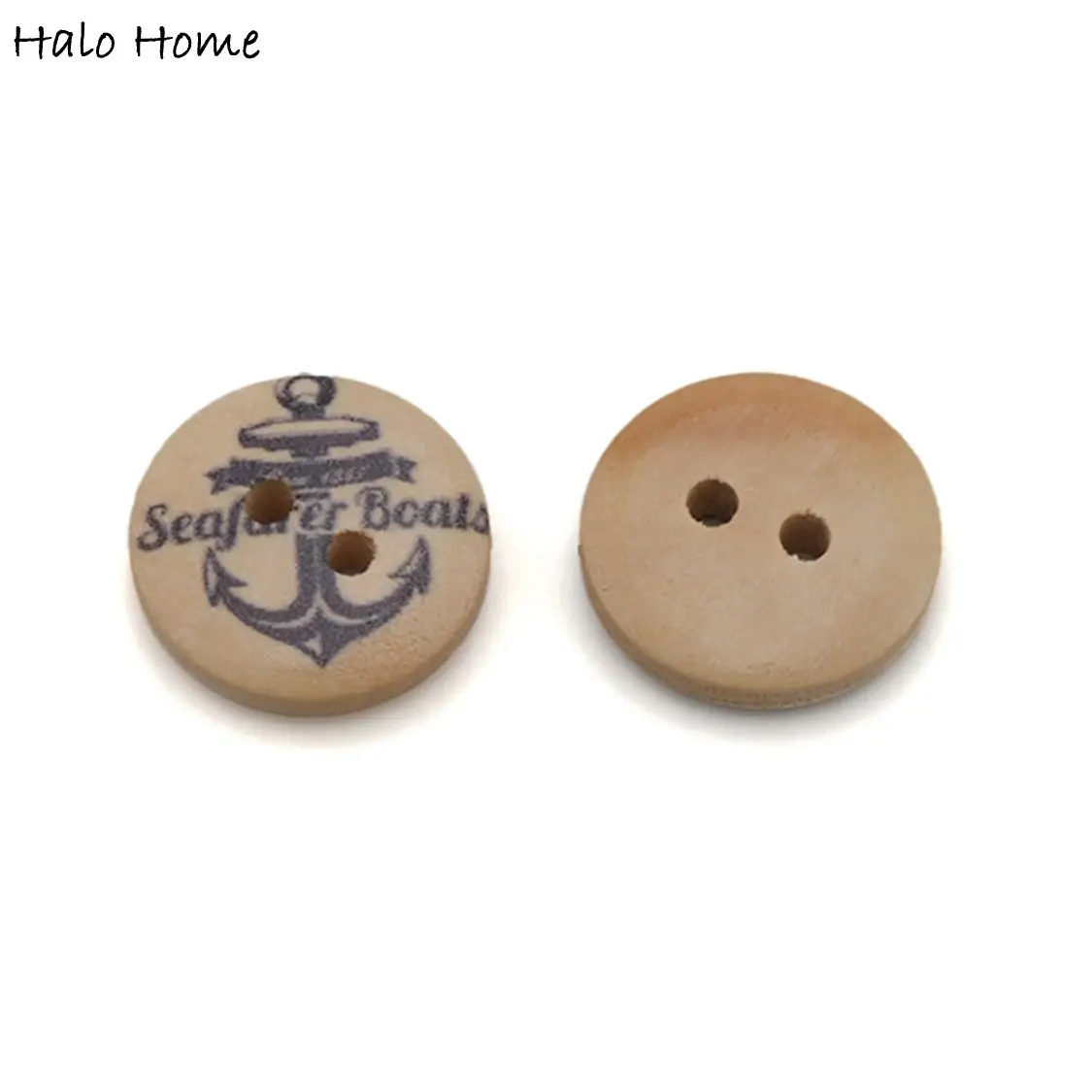 50pcs Ocean Navigation Theme Round Wooden Buttons Sewing Scrapbook Clothing Gifts Crafts Handwork Accessories 15mm