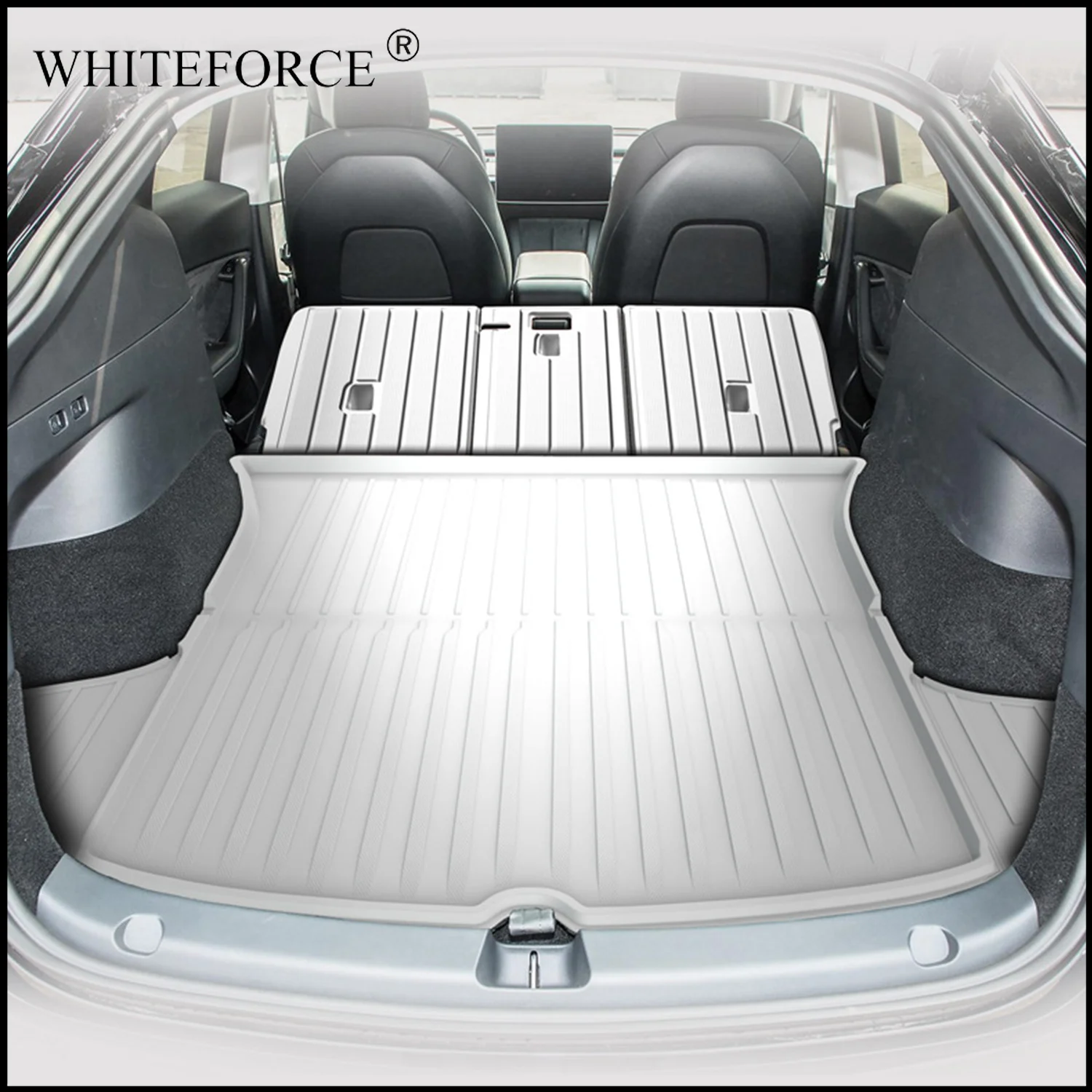 White TPE Seat Cover Cushion Frunk & Trunk Protector Anti-Kick Mats for Tesla Model Y Model 3 2021-2023 Cargo Tray Floor Mat