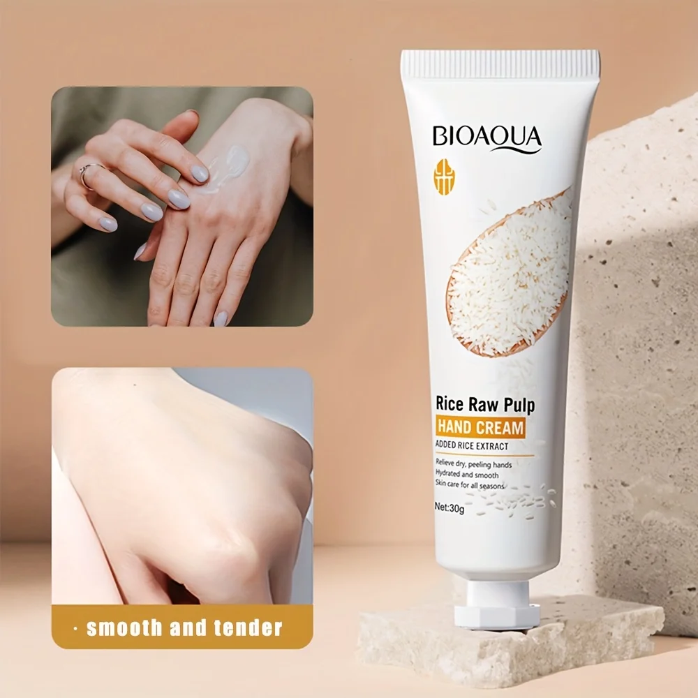 5PCS Rice Essence Hand Cream, Deep Nourishing & Moisturizing, Smooth‑touch Cream Texture, Suitable for All Skin Tones