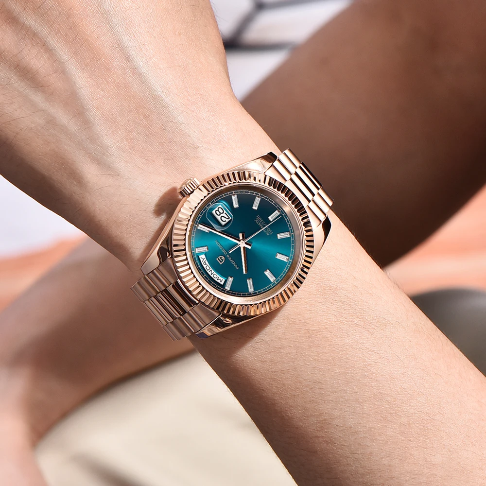 2025 جديد PAGANI DESIGN DD36 ساعات رجالية ذهبية وردية ساعة أوتوماتيكية للرجال ساعة يد ميكانيكية فاخرة AR الياقوت مقاوم للماء