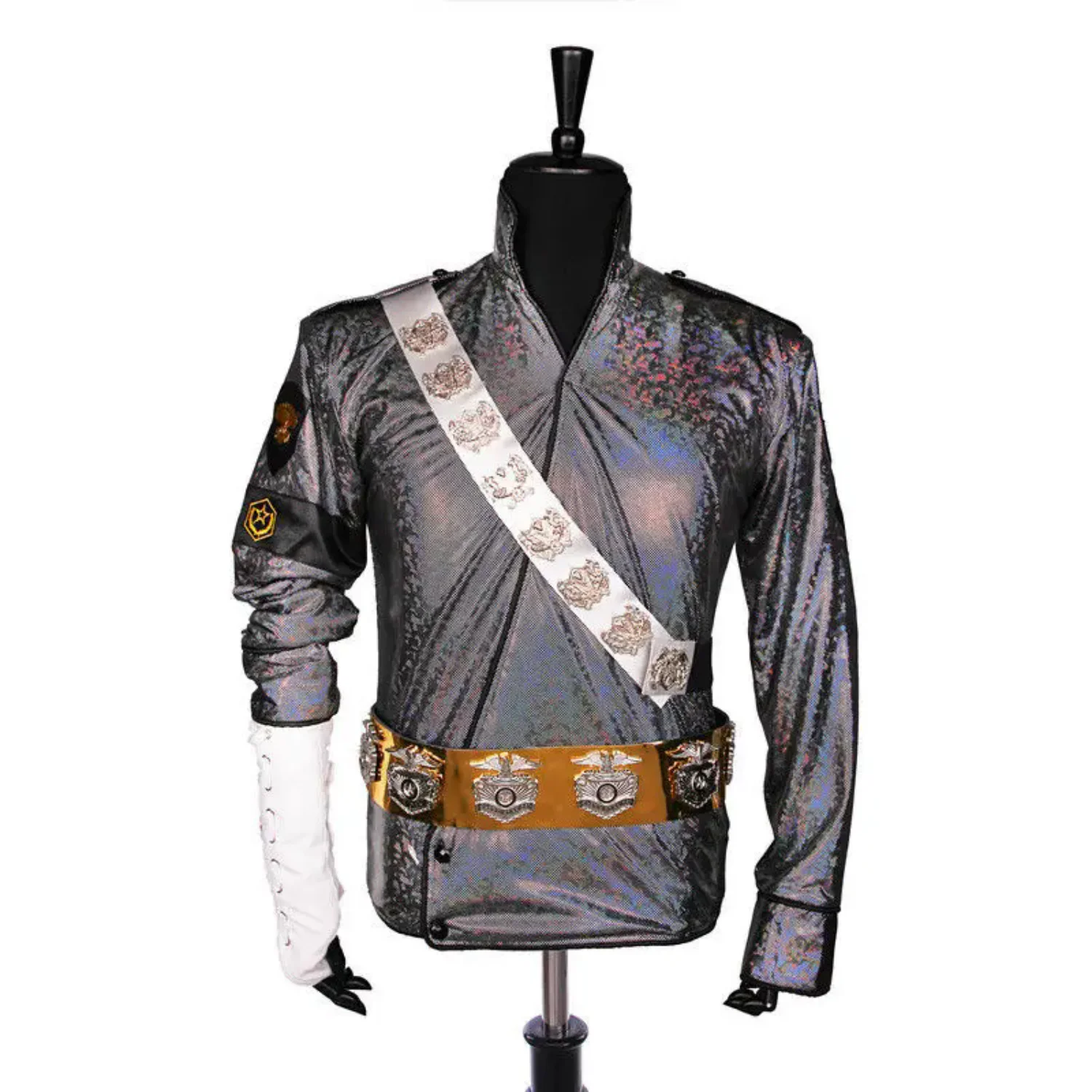 Rare Handmade Michael Jackson BAD Dangerous Jam Laser Jacket Belt Set Performance Gift Imitation Show Music Star Collection