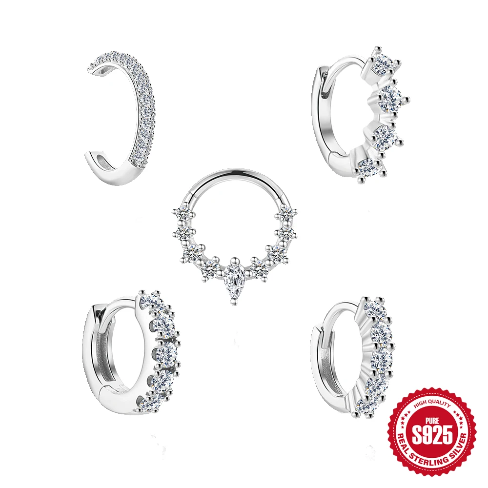 CANNER 925 Sterling Silver Shiny Tassel Moissanite Piercing Earrings For Woman  Party Wedding Helix/Tragus/Daith Jewelry Gift view 3