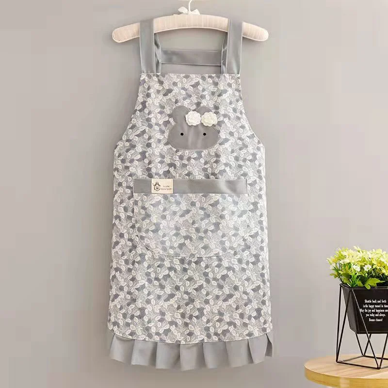 Cute Korean Style Anti-Oil Breathable Cotton Apron For Women Home Kitchen Cooking Breathable Wear Apron Floral Apron