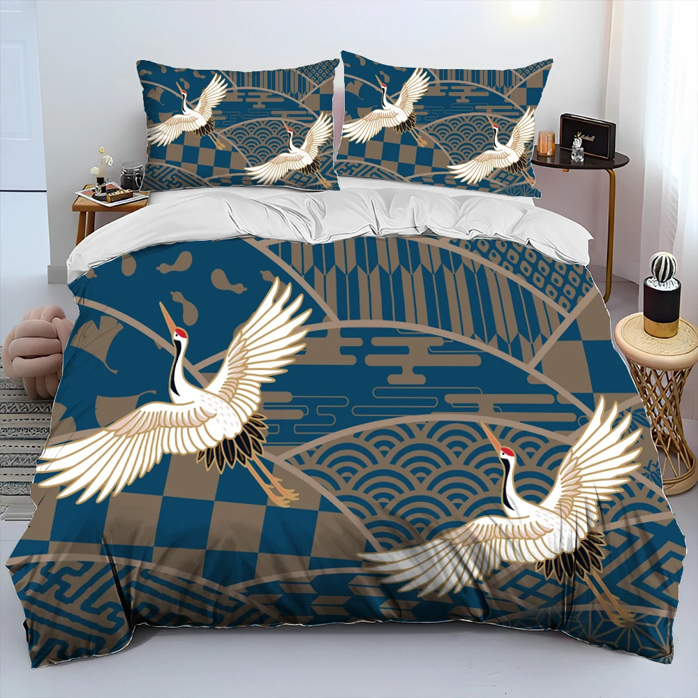 

Chinese Style Red Crowned Crane Birds Comforter Bedding Set,Duvet Cover Bed Set Quilt Cover Pillowcase,Queen Bedding Set Adult