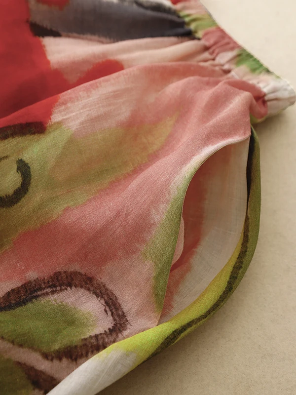 Jupe mi-longue trapèze surdimensionnée pour femmes, été, coton et lin imprimé, peinture fiti, jupe longue transparente, longueur f, parapluie...