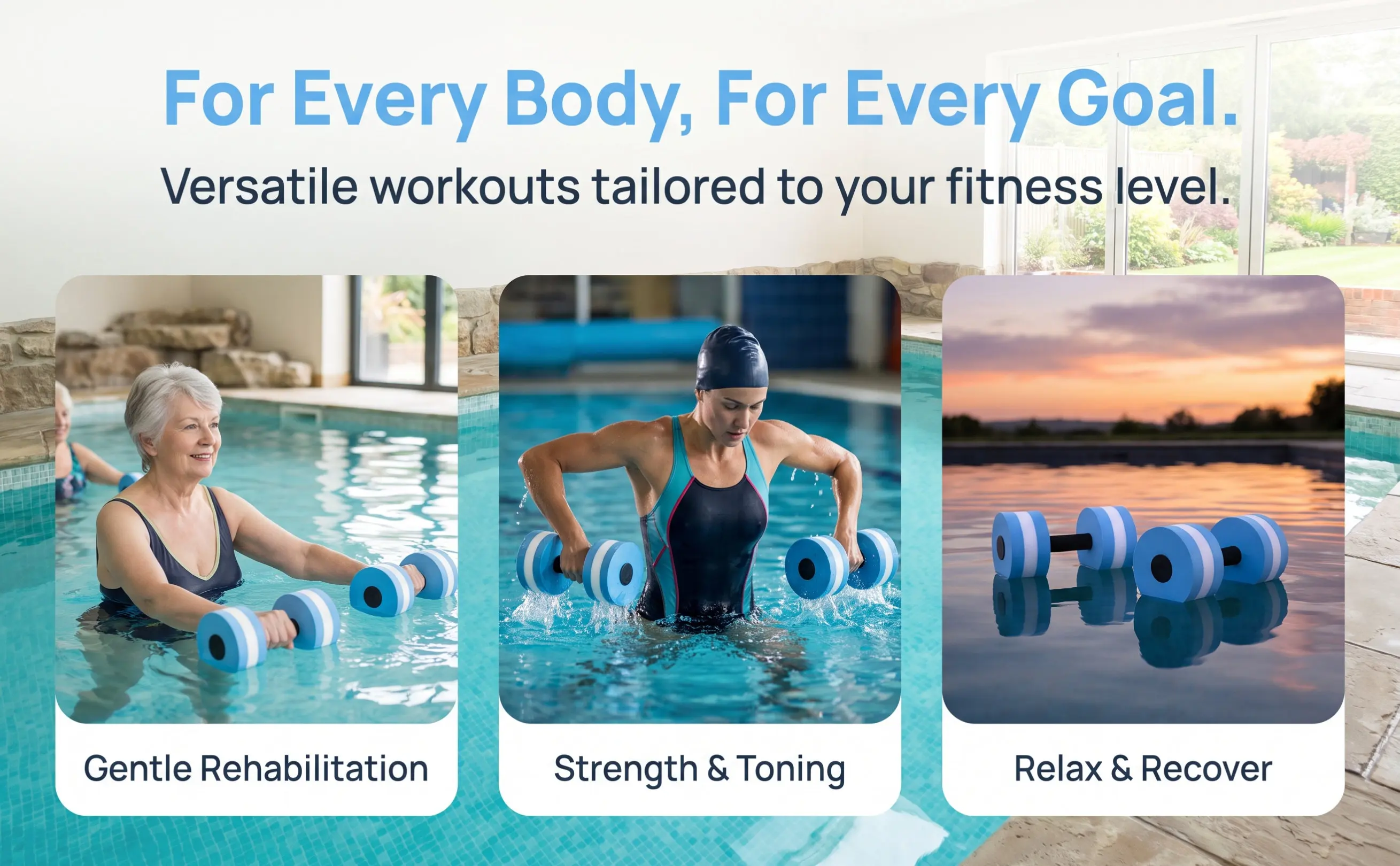 1Pcs Water Dumbbells Eva Foam Barbell Floating for Pool Aquatic Resistance Exercise Core Workout Water Barbells