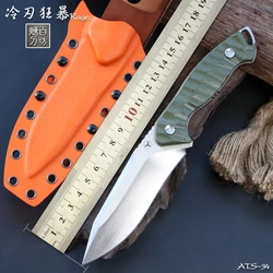 LENGREN 10.3in ATS-34 Stainless Steel Full Tang Fixed Blade Knife With 5.2 in Edge Blade and G10 Handle Kydex Sheath for Outdoor