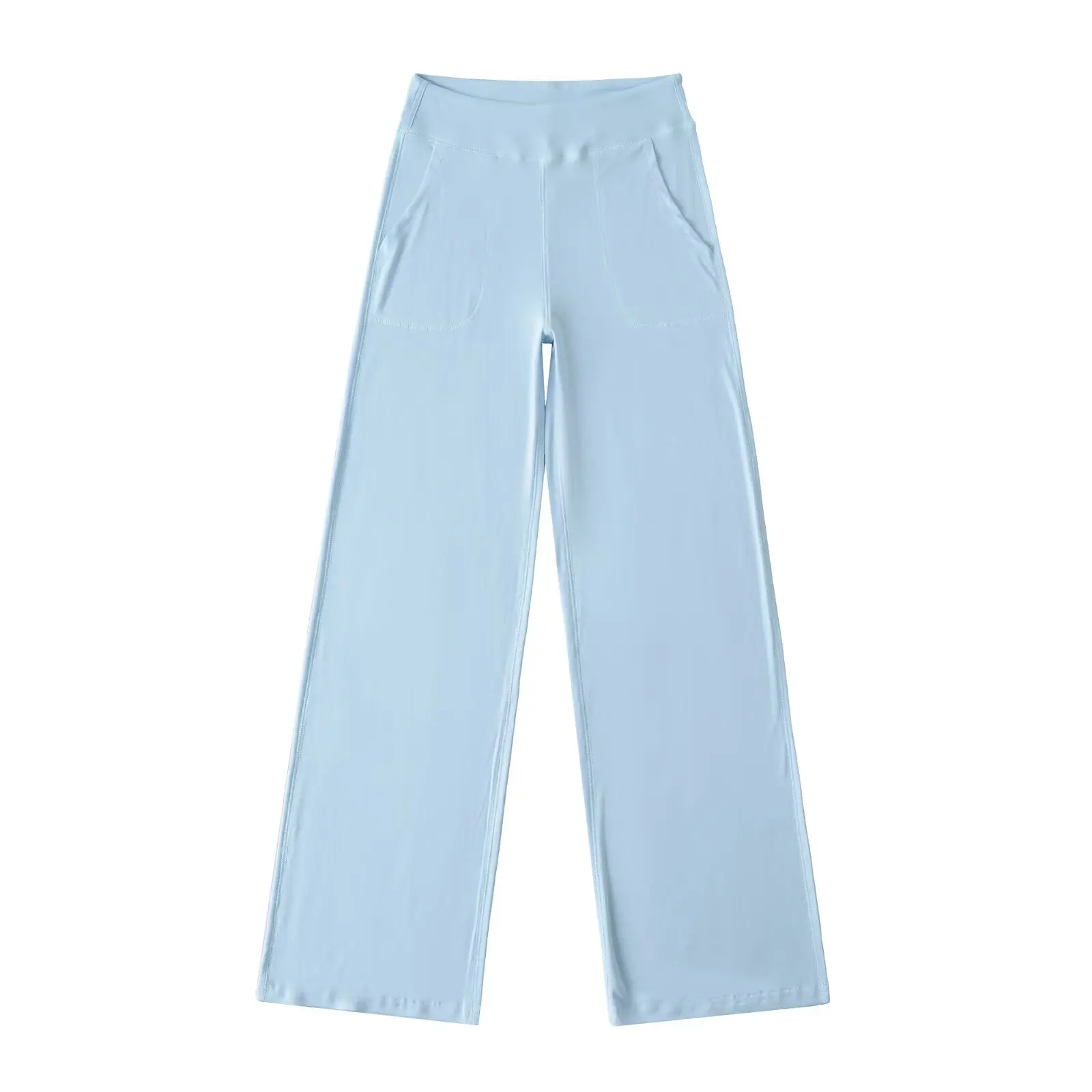 بنطلون يوجا على الطراز الأمريكي بخصر عالٍ وساق مستقيمة، بنطلون كاجوال طويل وفضفاض للنساء، موضة صيفية بمقاسات كبيرة