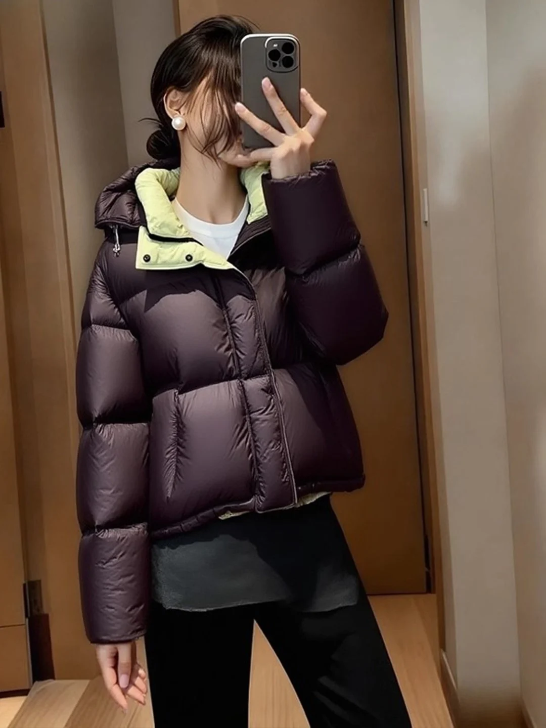 

Sli ort Puffer Jaet Women's a Fluffy Winter Coat Ele Faion Thiened Polyester Fiber White Du down Filling