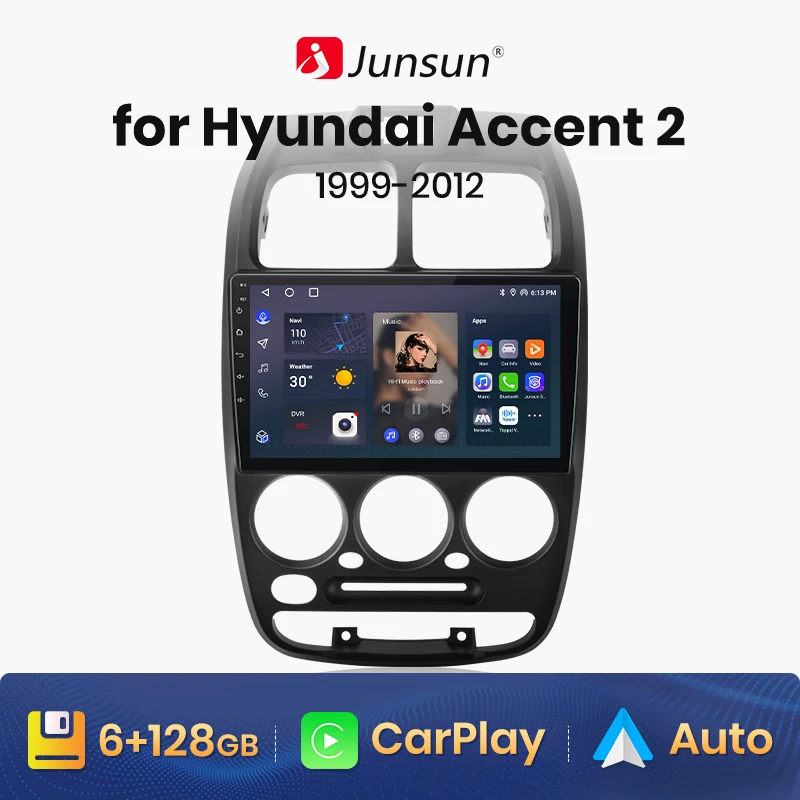 

Junsun V1 AI Voice Wireless CarPlay Android Auto Radio for Hyundai Accent 2 LC2 1999-2012 4G Car Multimedia GPS 2din autoradio