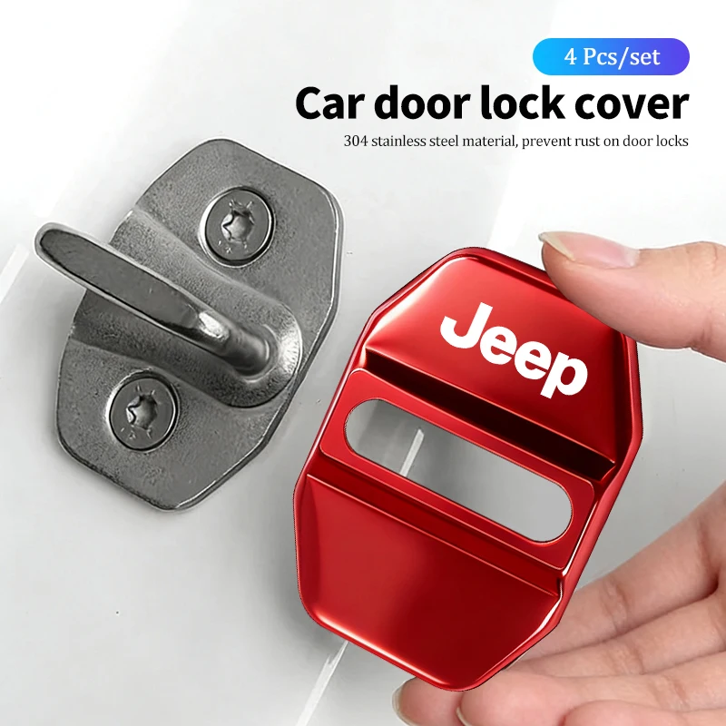4 Uds. Accesorios de cubierta de cerradura de puerta antioxidante de coche para Jeep Grand Cherokee Wrangler JK gladiador brújula Renegade Wagoneer vengador