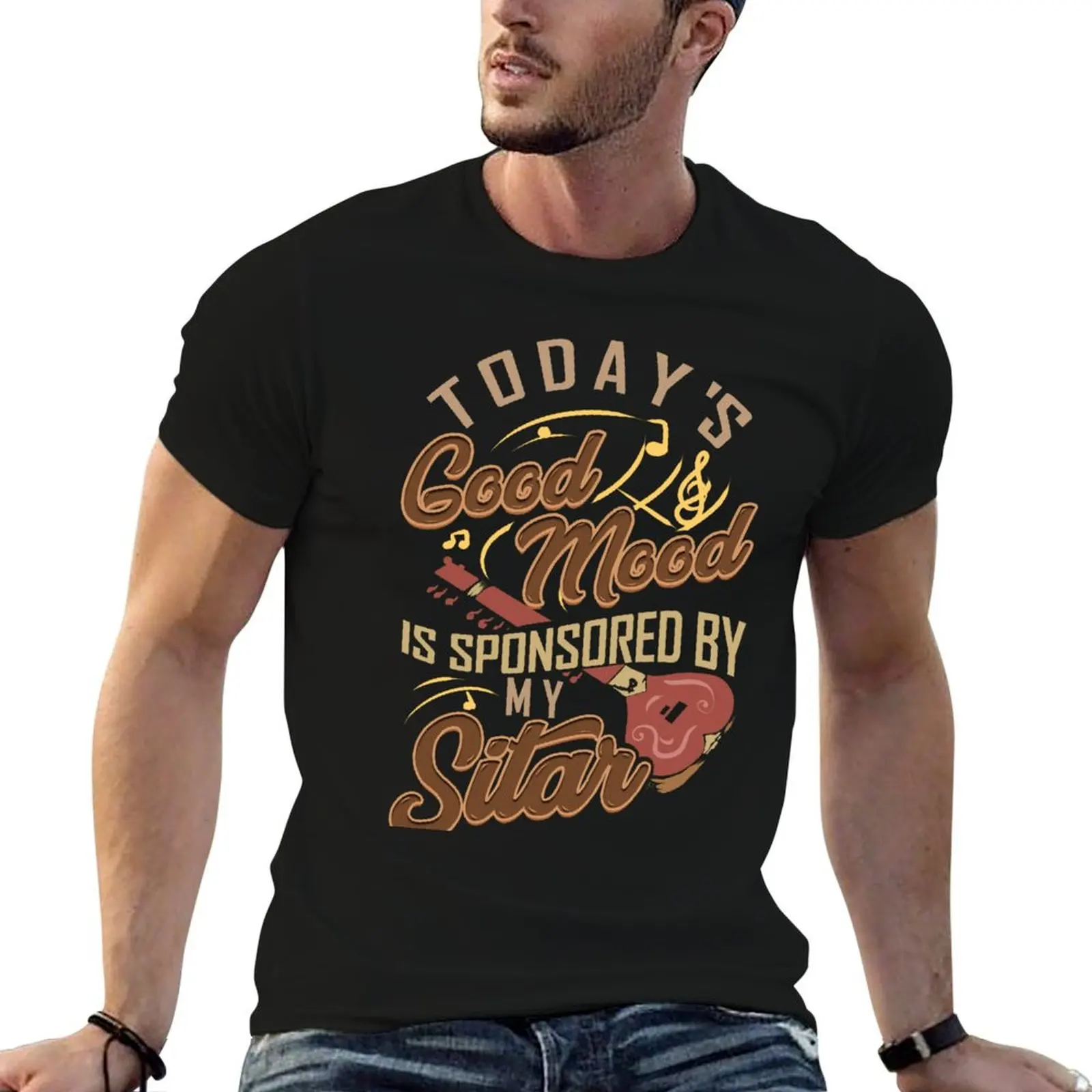 Today's Good Mood Is Sponsored By My Sitar | String Instrument Design T-Shirt funny t shirts cotton T-Shirt